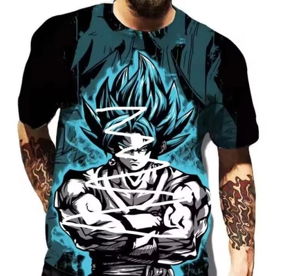 Anime Goku Sublimation in áo thun tay ngắn quần áo có mẫu