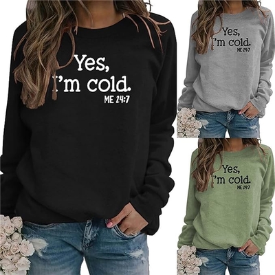 Funny Letters Printed Casual Loose Sublimation Sweater Print On Demand OEM