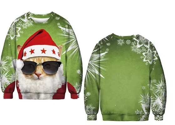 Người đàn ông bền vững Sublimation in ấn áo len 100% polyester lông tròn cổ áo len