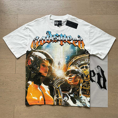 Áo thun nam Thiết kế thời trang Rửa nước Đen Hip Hop Trọng lượng Cao bông T-shirt đồ họa Đàn ông Áo thun